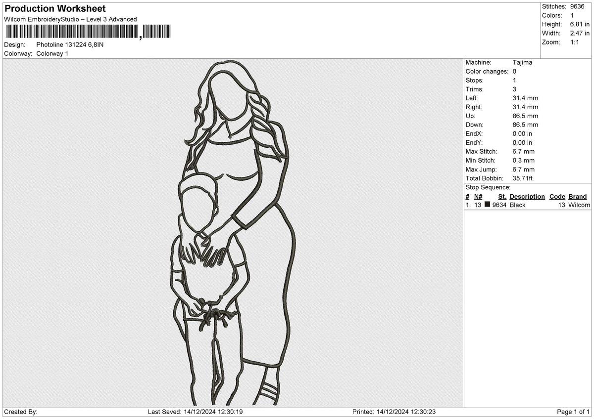 Photoline 131224  Embroidery File 6 size