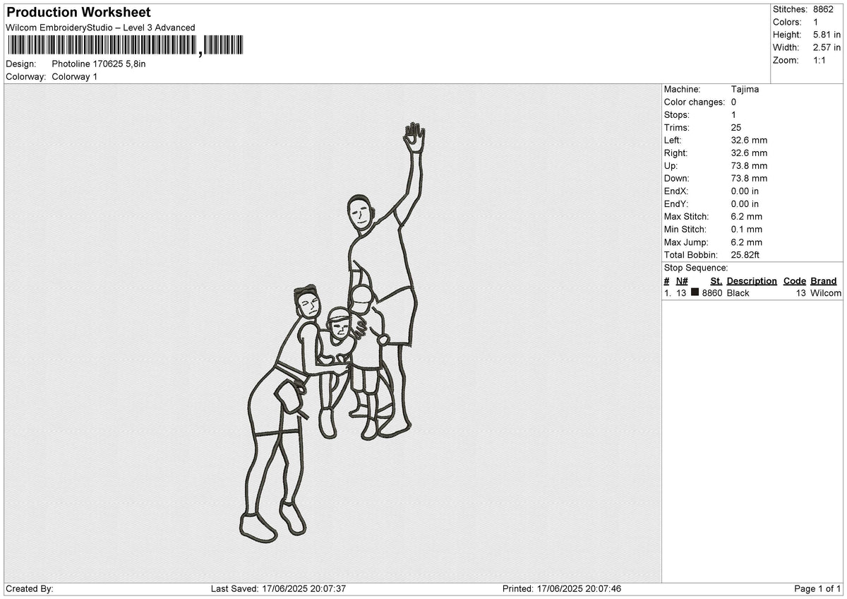 Photoline 170625 Embroidery File 6 size
