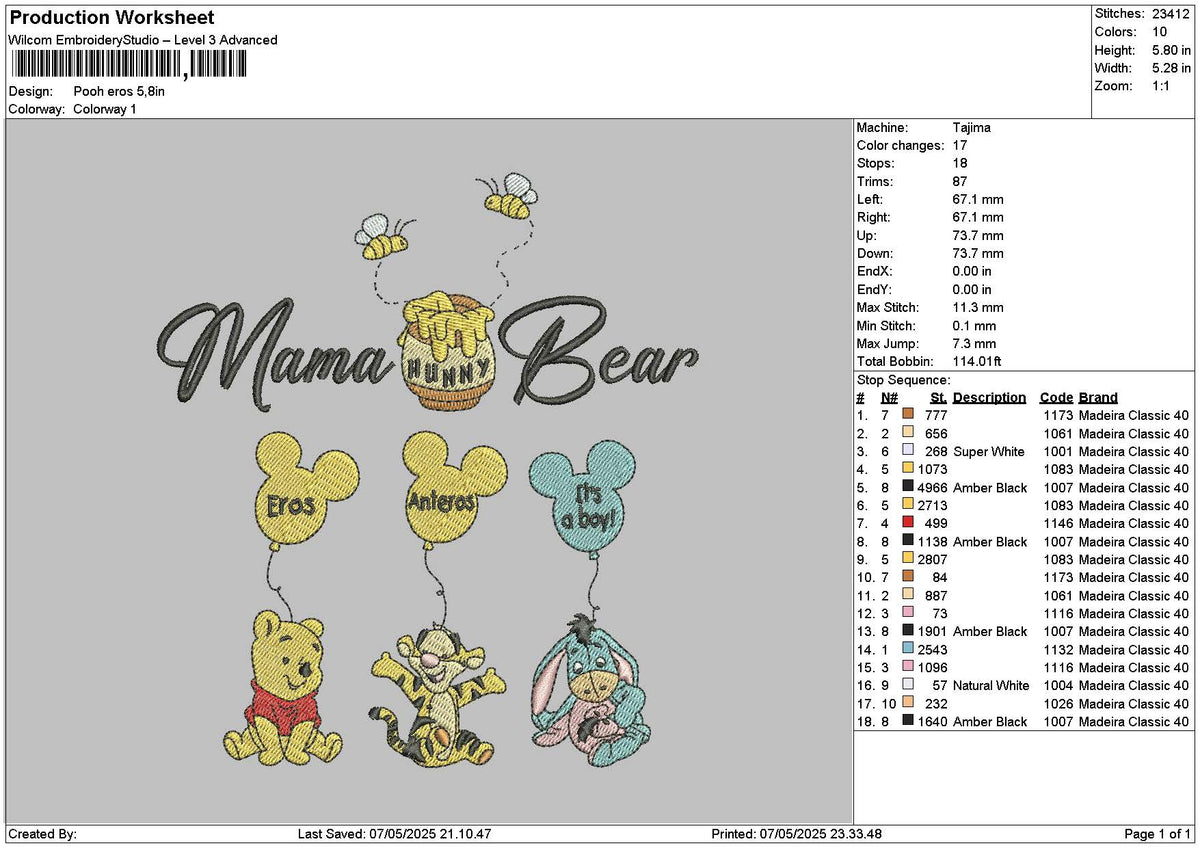 Pooh Eros Embroidery File 6 sizes
