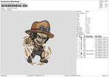Portgas D Ace Embroidery File 6 size