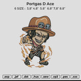 Portgas D Ace Embroidery File 6 size