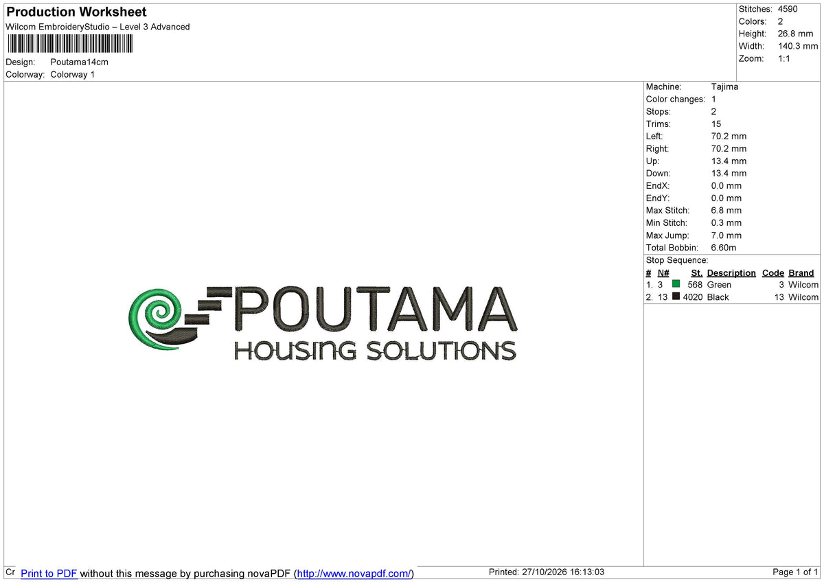 Poutama Embroidery File 6 size