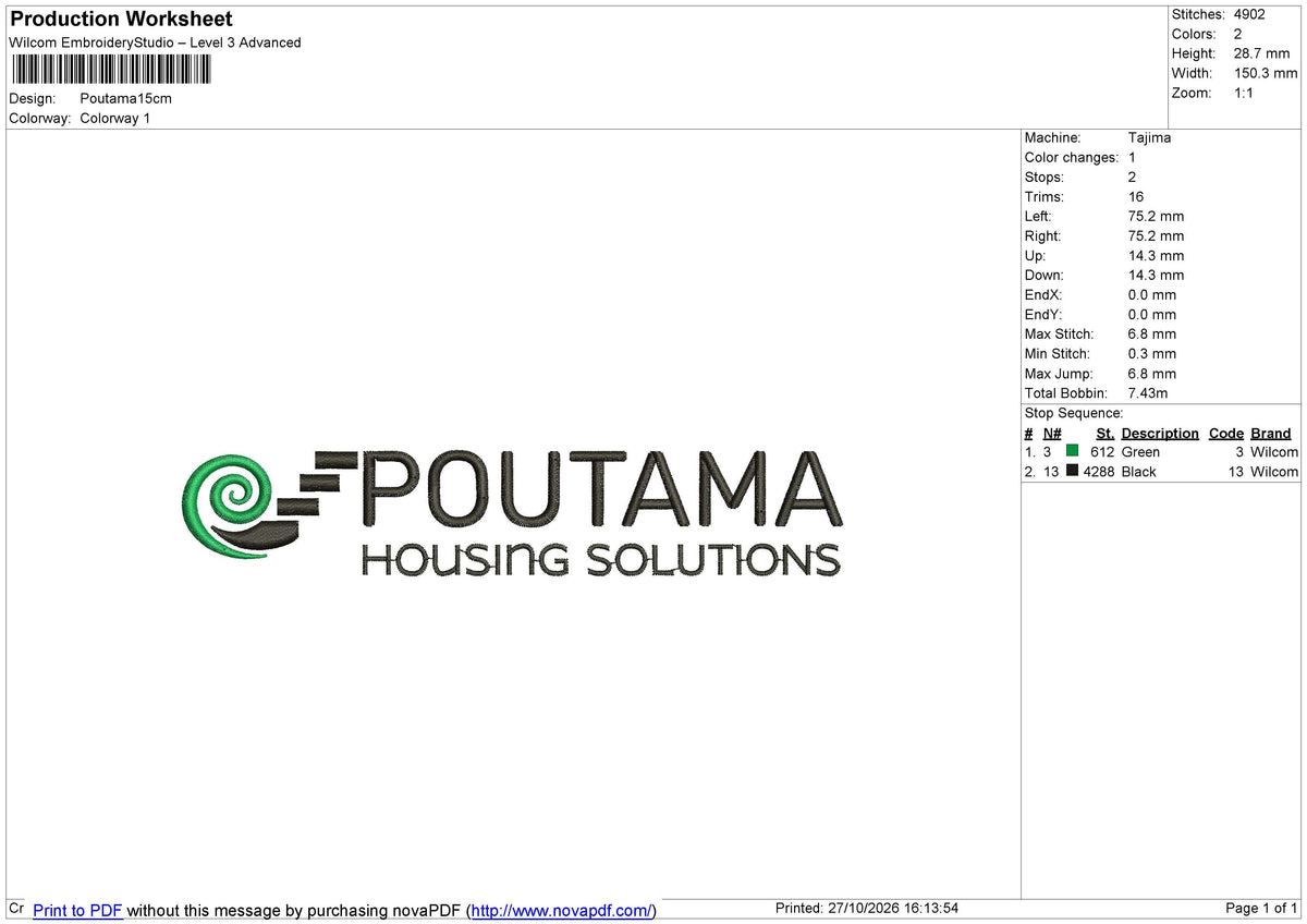 Poutama Embroidery File 6 size