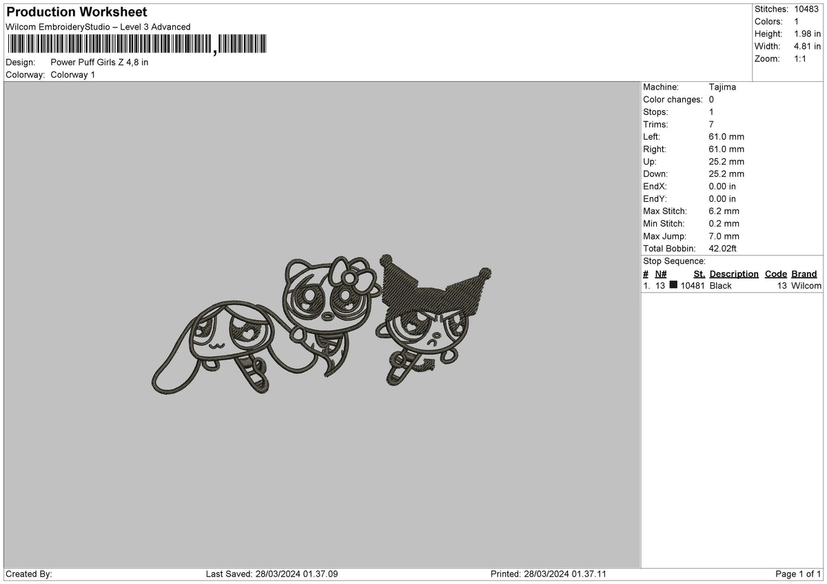Power Pg Line Embroidery File 6 sizes