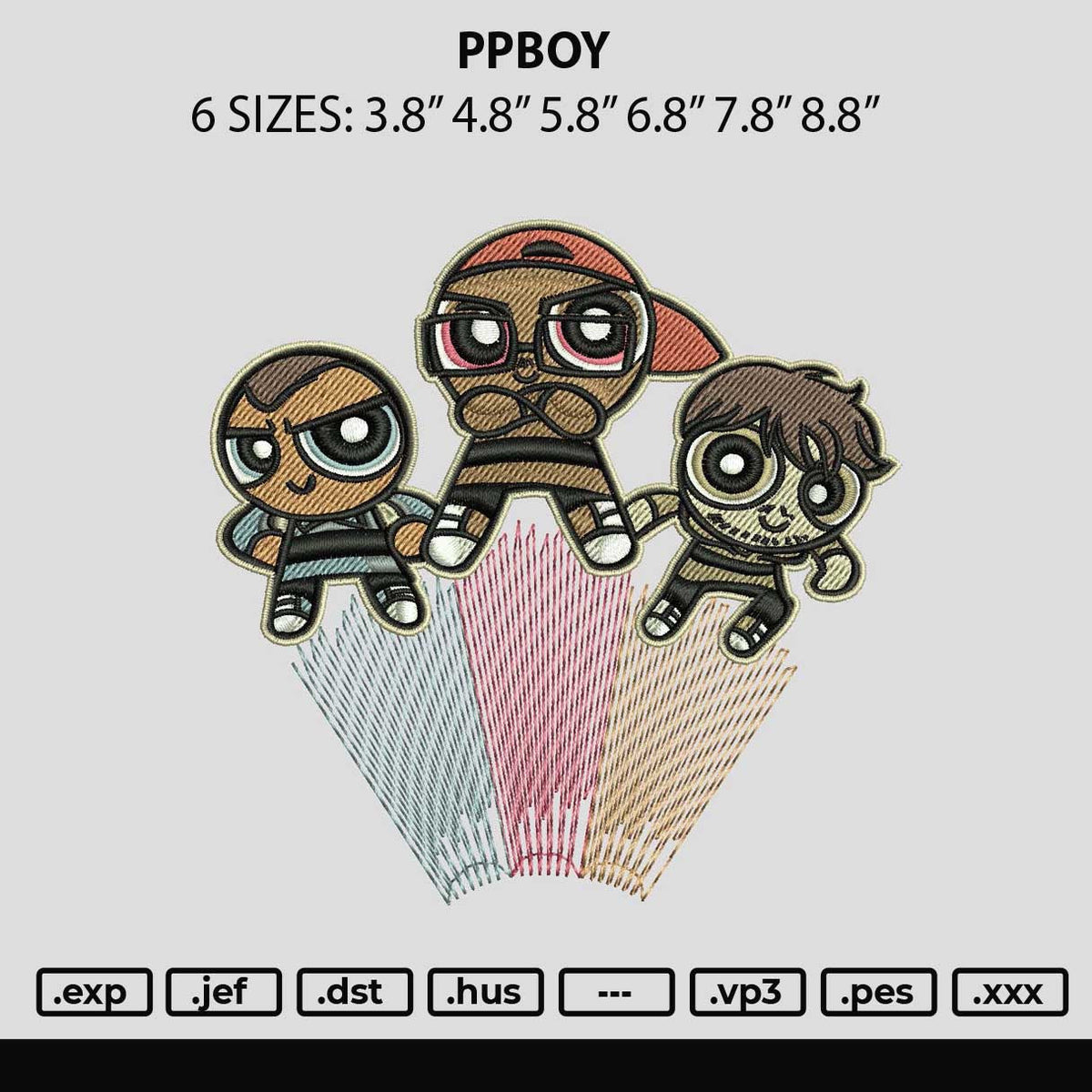 Ppboy Embroidery File 6 sizes