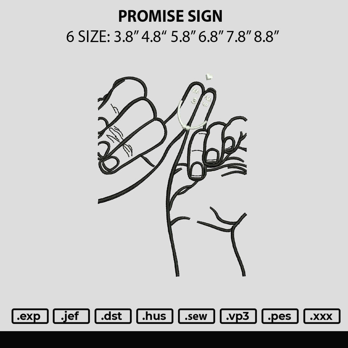 Promise Sign03 Embroidery File 6 sizes