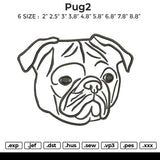 PUG2 Embroidery File 6 size