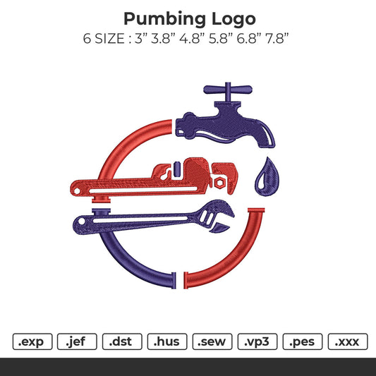 Pumbing logo Embroidery File 6 size