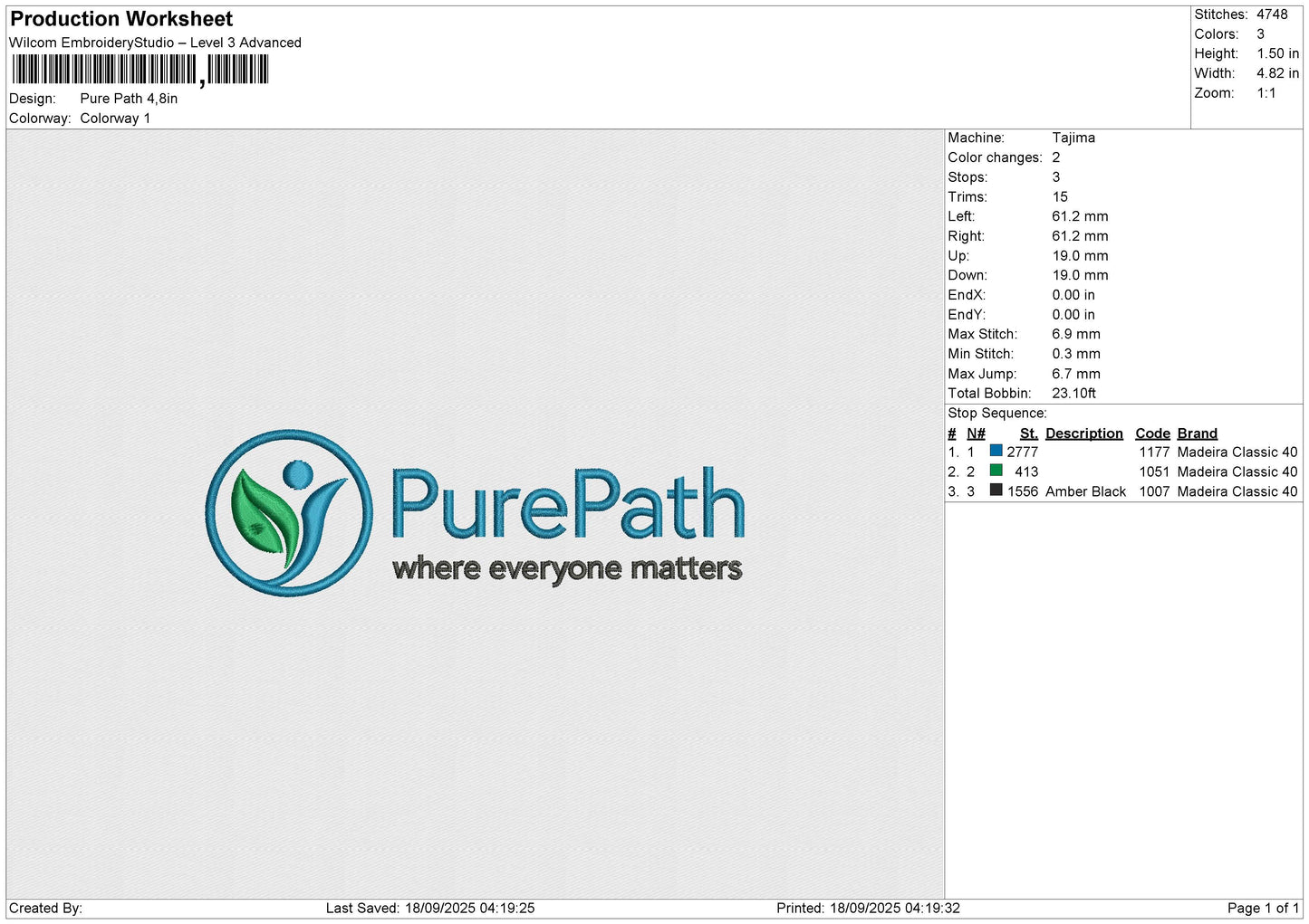 Pure Path Embroidery File 6 sizes