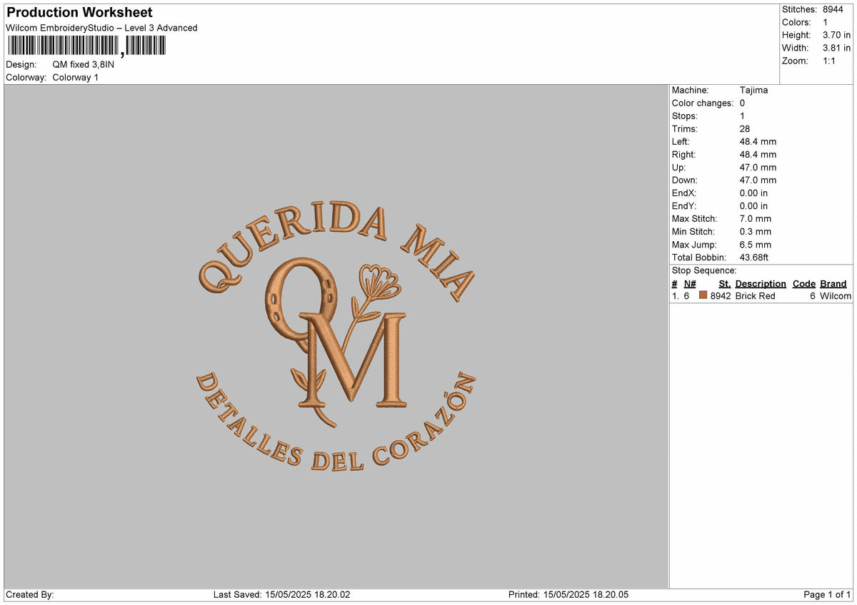 Qmtext Embroidery File 6 sizes