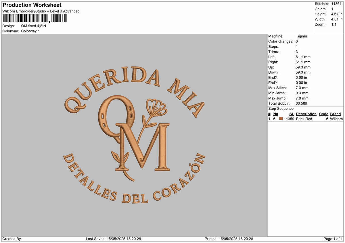Qmtext Embroidery File 6 sizes