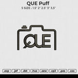 QUE puff Embroidery File 6 sizes