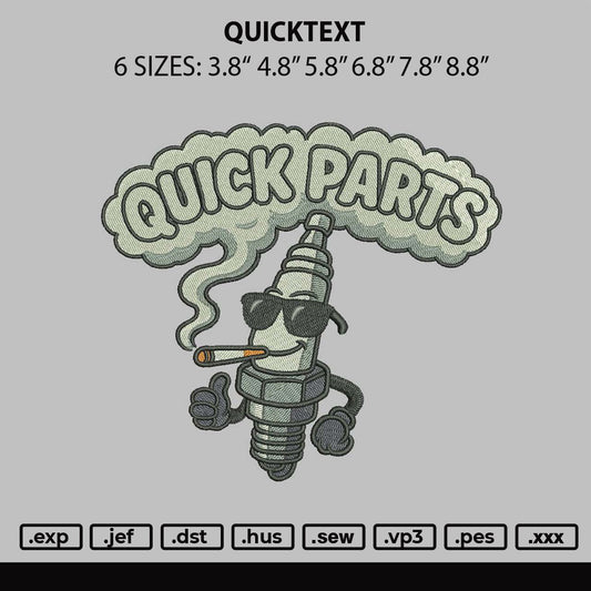Quicktext Embroidery File 6 sizes
