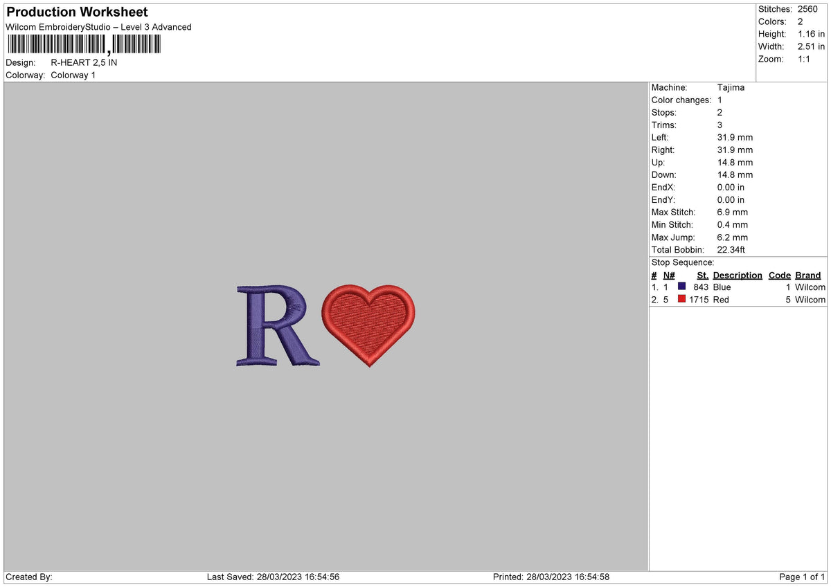R Heart Embroidery File 6 sizes