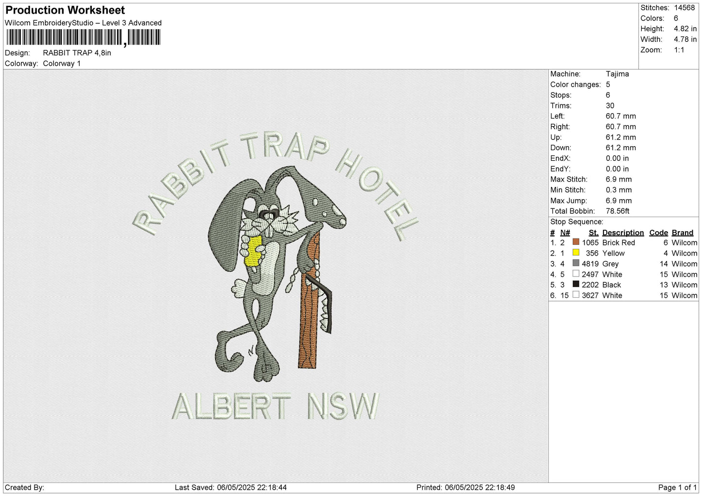 RABBIT TRAP Embroidery File 6 size
