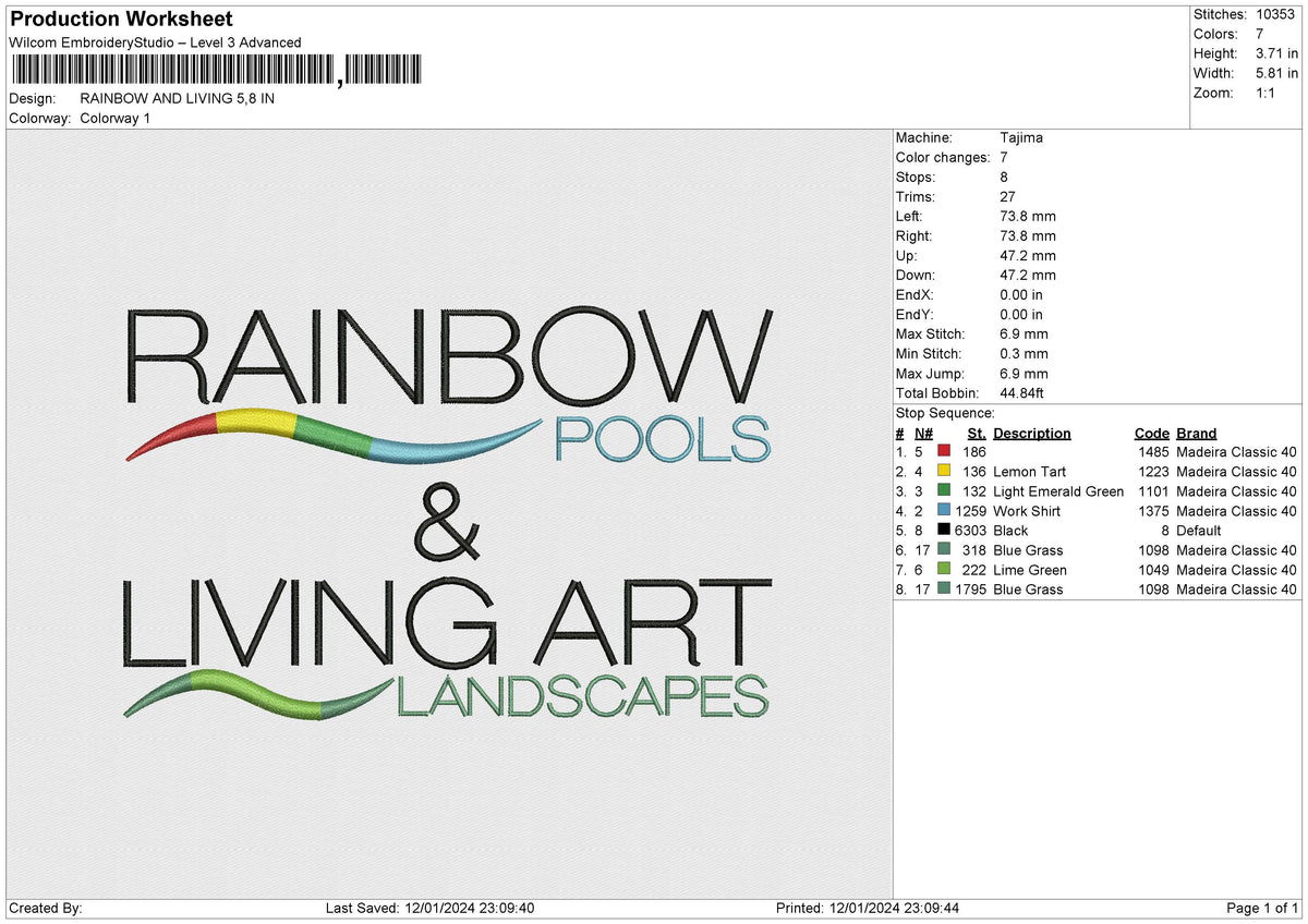 RAINBOW AND LIVING Embroidery File 6 size