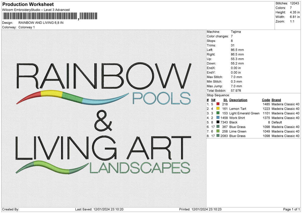 RAINBOW AND LIVING Embroidery File 6 size