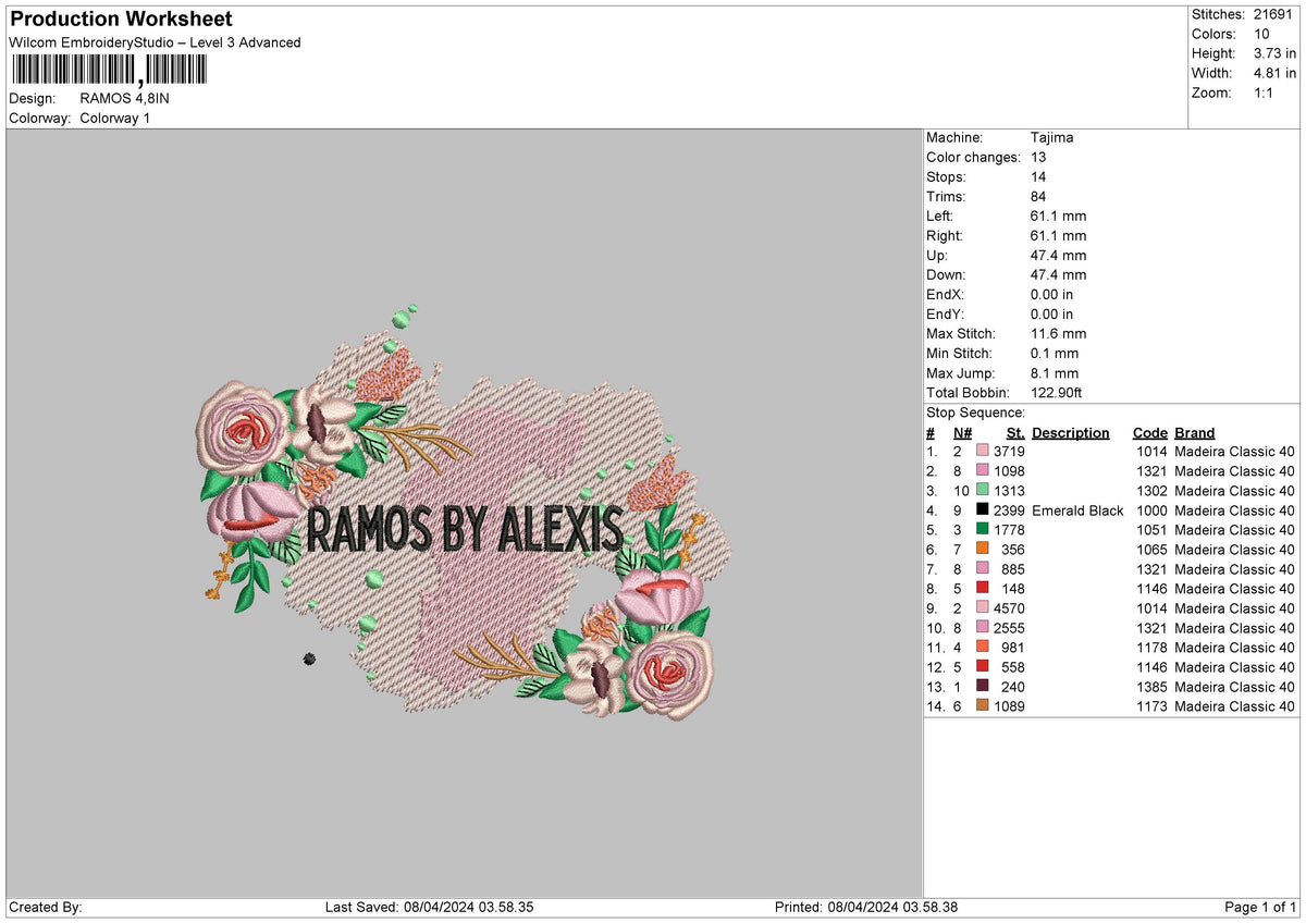 Ramostext Embroidery File 6 sizes
