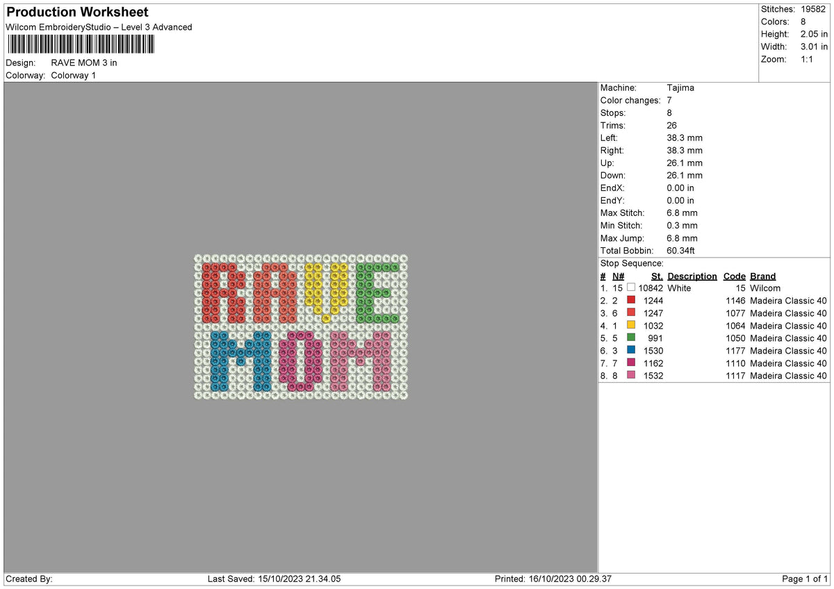 Rave Embroidery File 6 sizes
