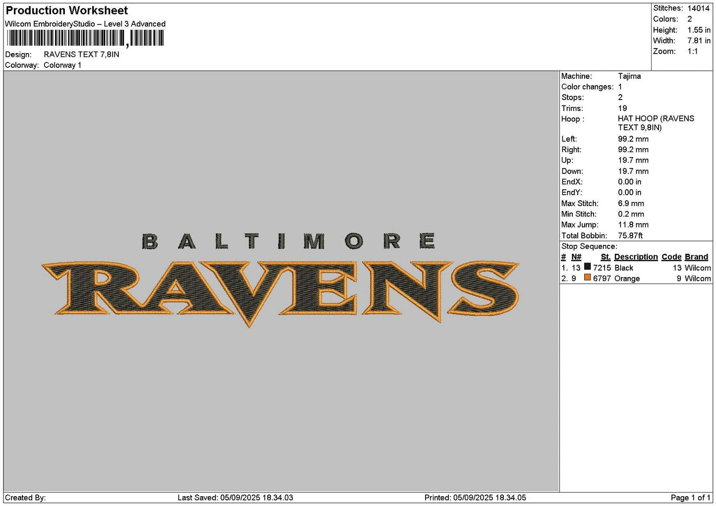 Ravenstext Embroidery File 6 sizes