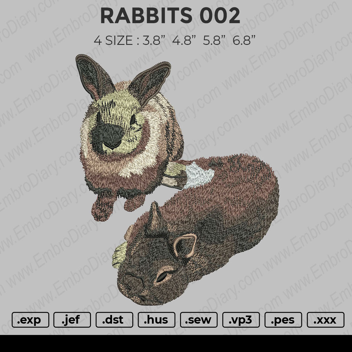 Rabbits 002 Embroidery