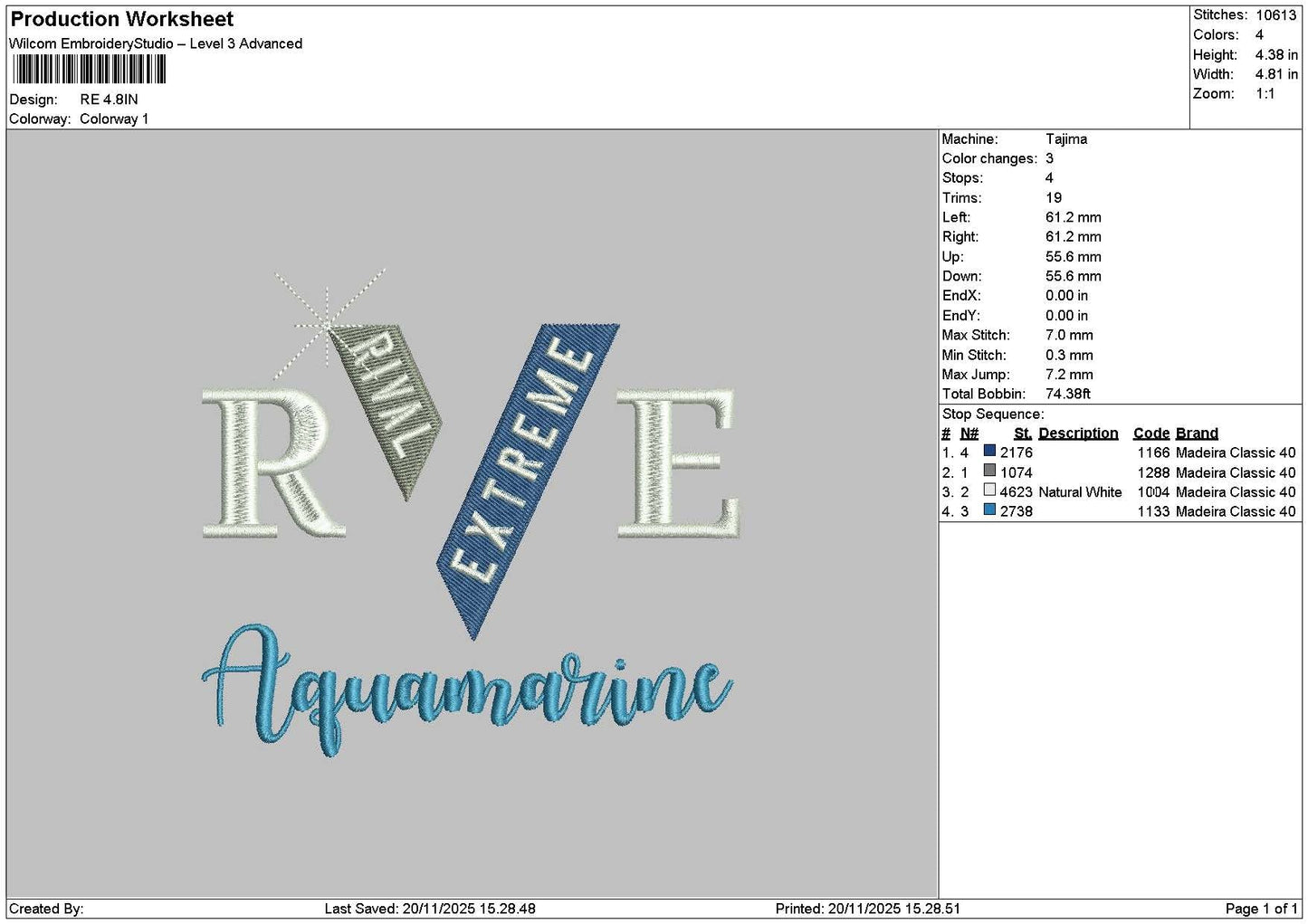 Retext V Embroidery File 6 sizes