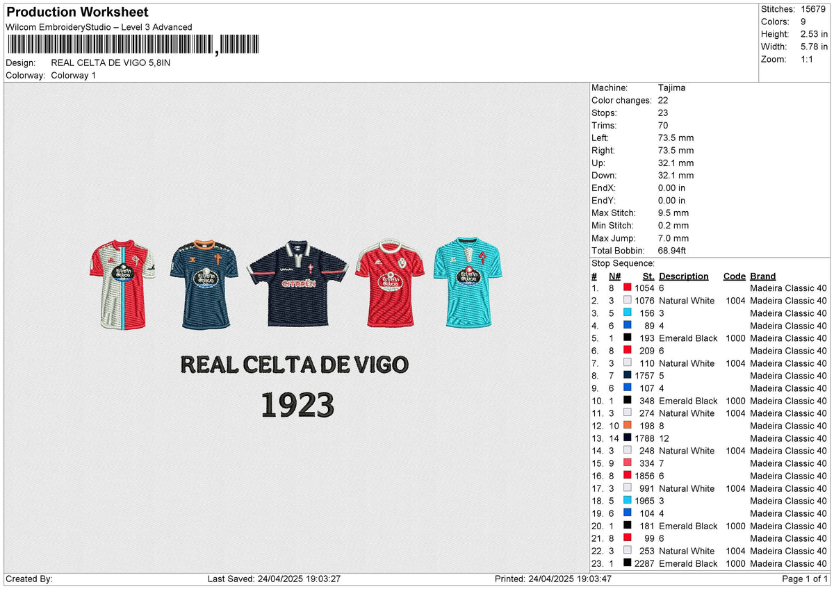 REAL CELTA DE VIGO Embroidery File 6 size