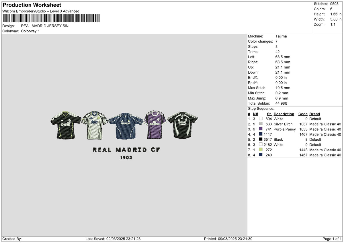 REAL MADRID JERSEY Embroidery File 6 size