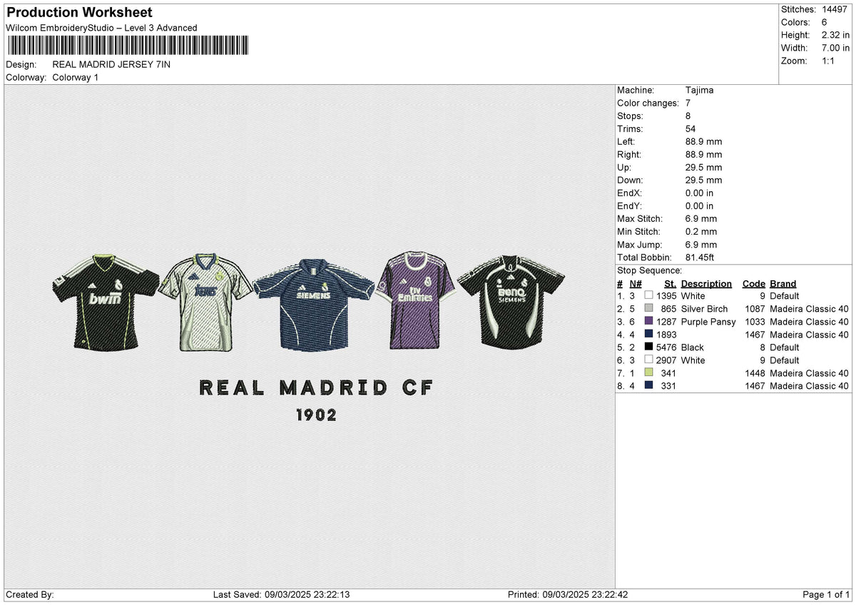 REAL MADRID JERSEY Embroidery File 6 size