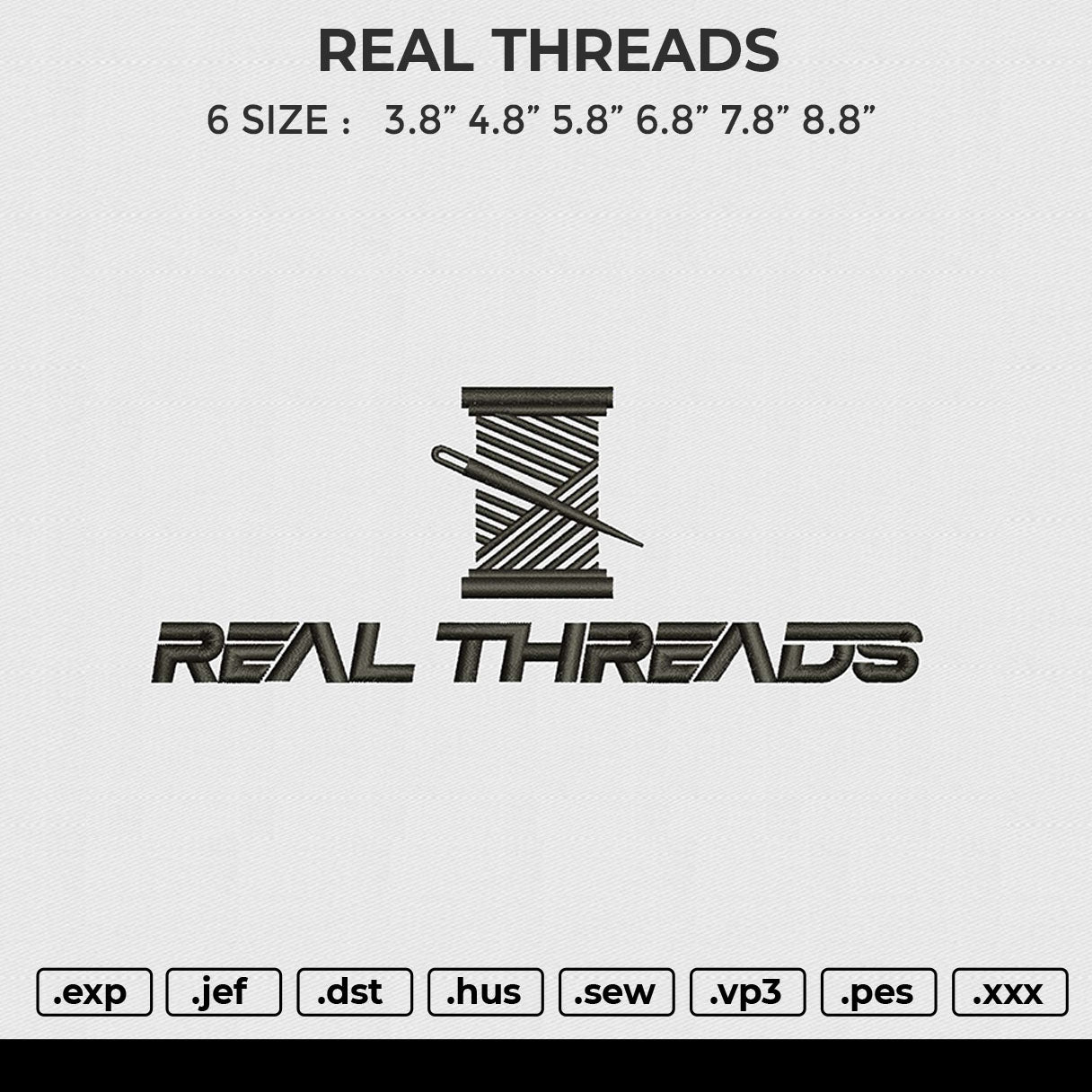 REAL THREADS Embroidery File 6 size