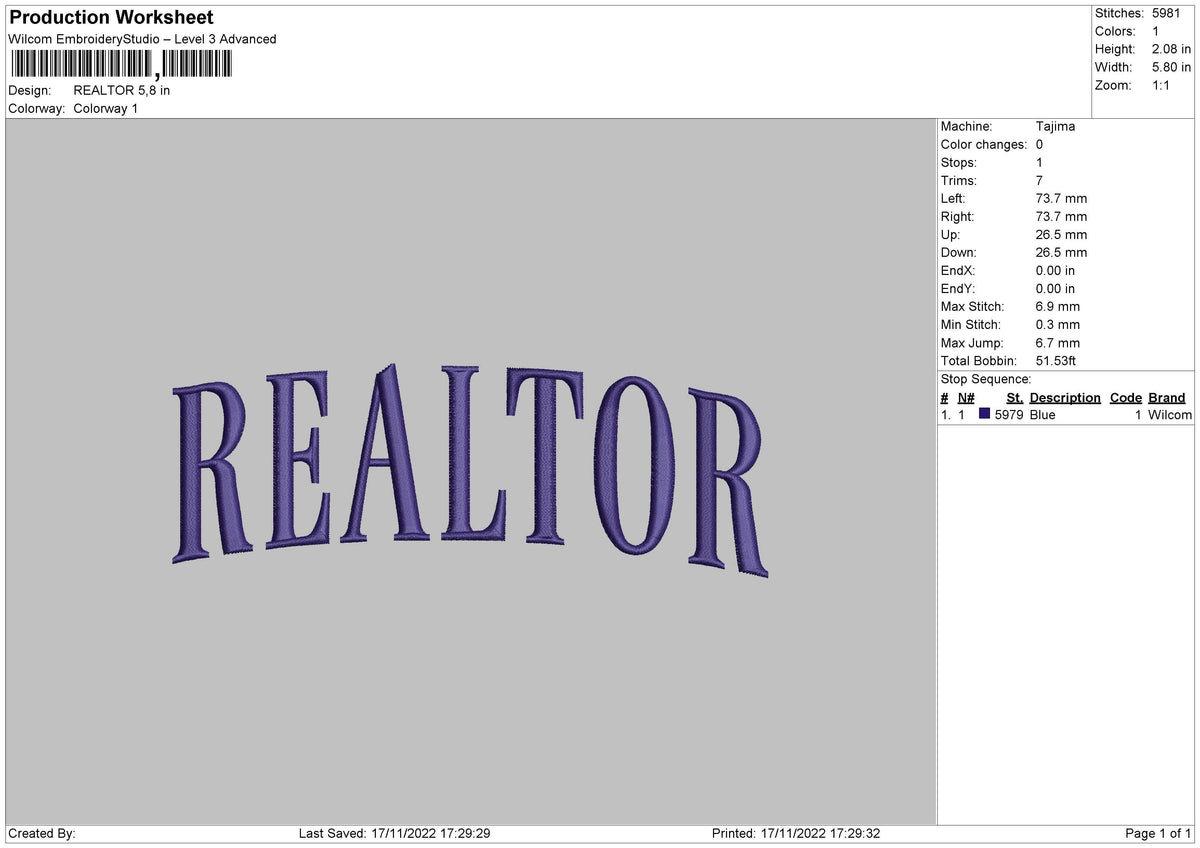 Realtor Embroidery File 6 sizes