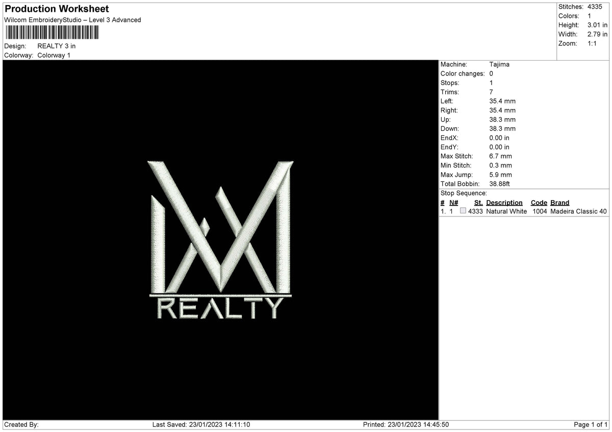 Realty Embroidery File 6 sizes
