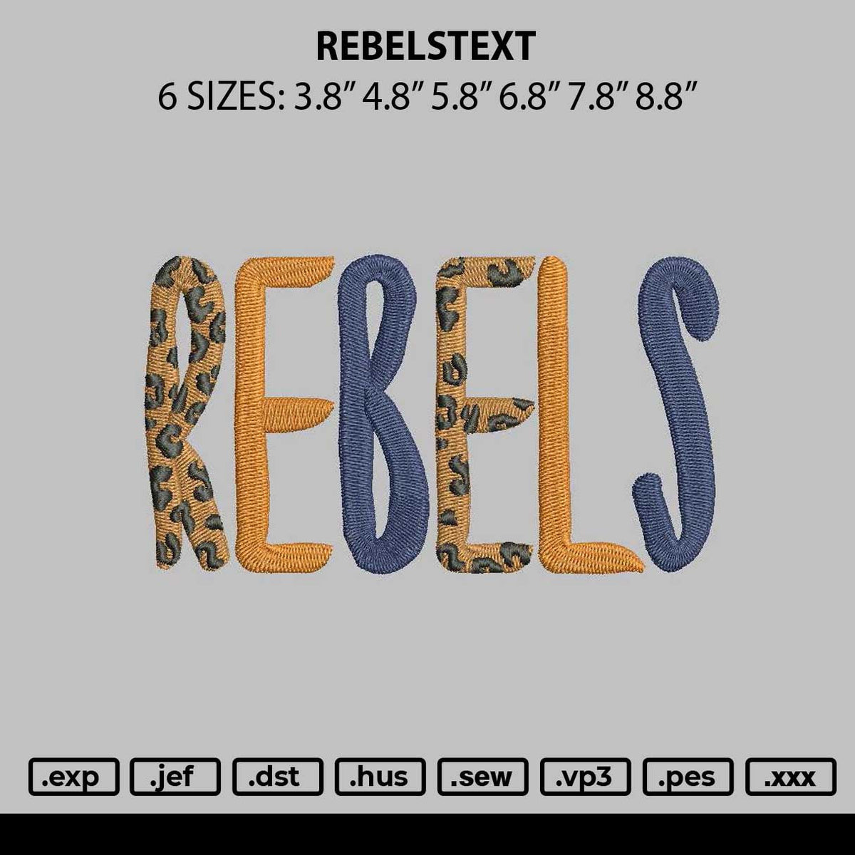 Rebelstext Embroidery File 6 sizes