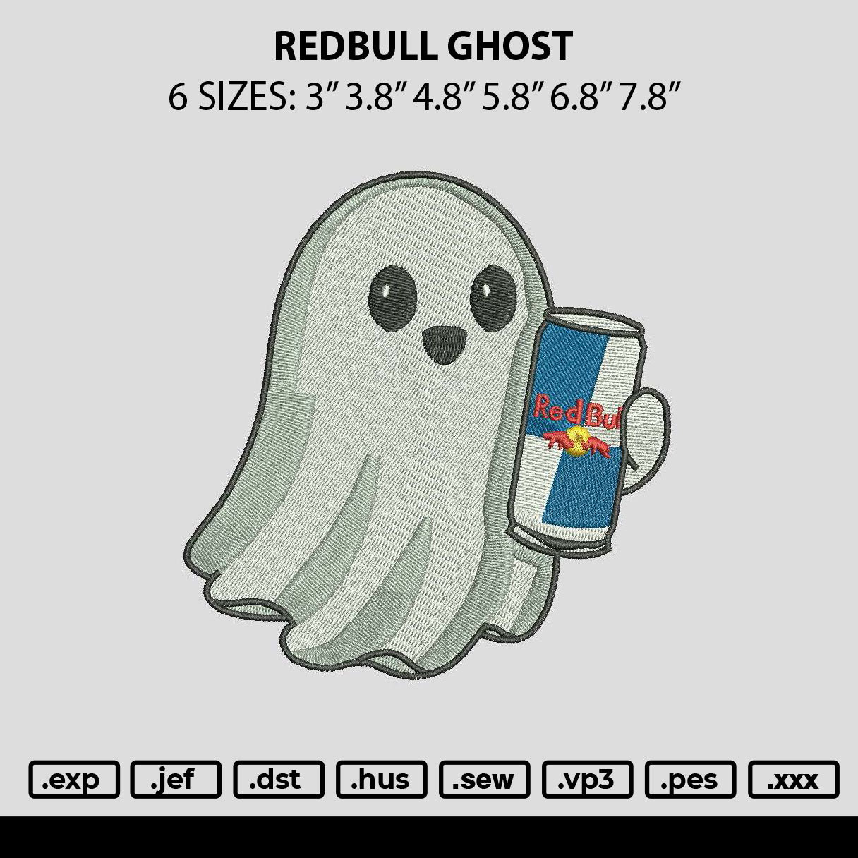 Redbull Ghost Embroidery File 6 sizes
