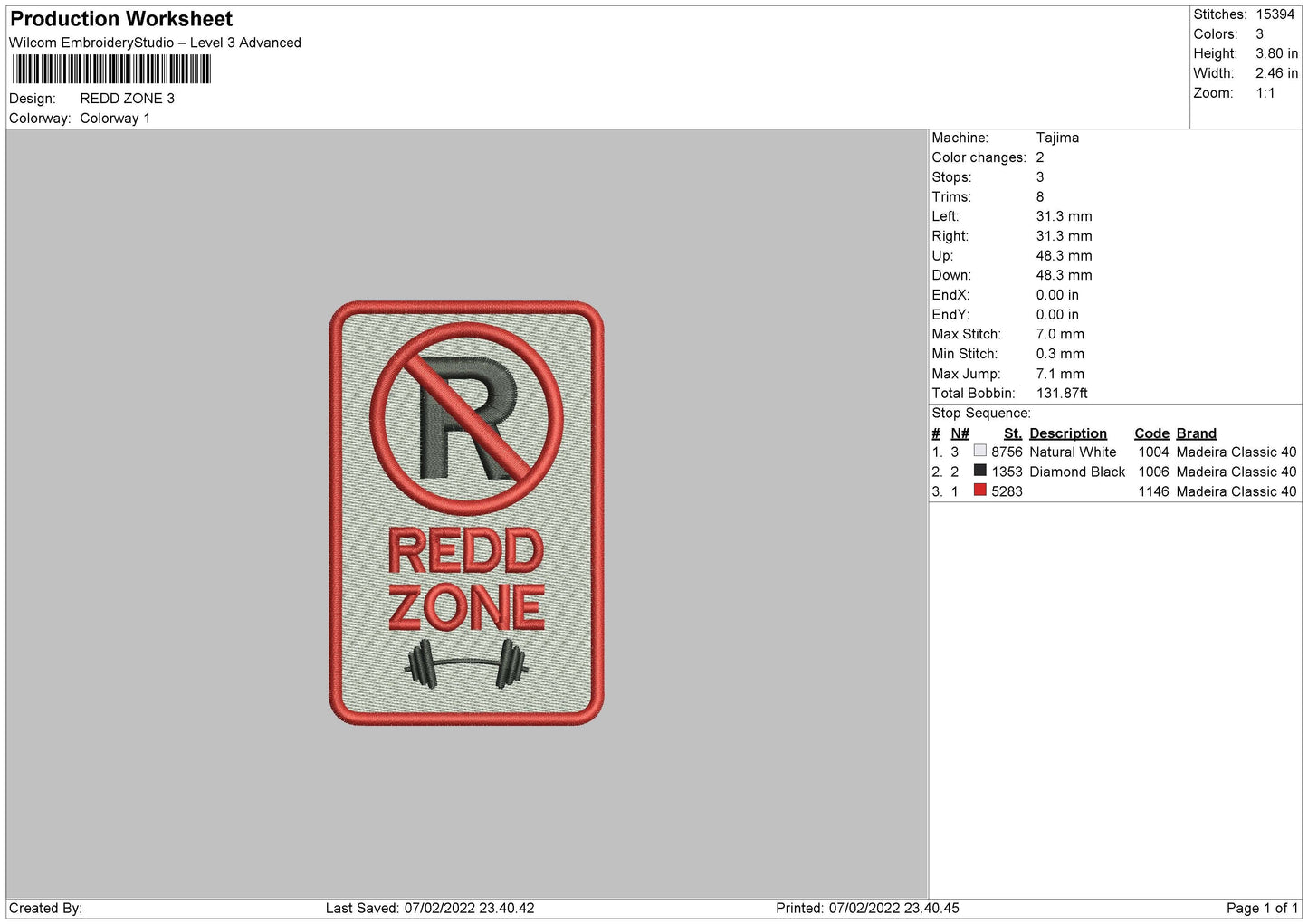 Redd Zone Embroidery