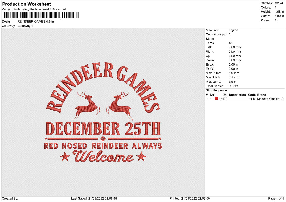 REINDEER GAMES Embroidery