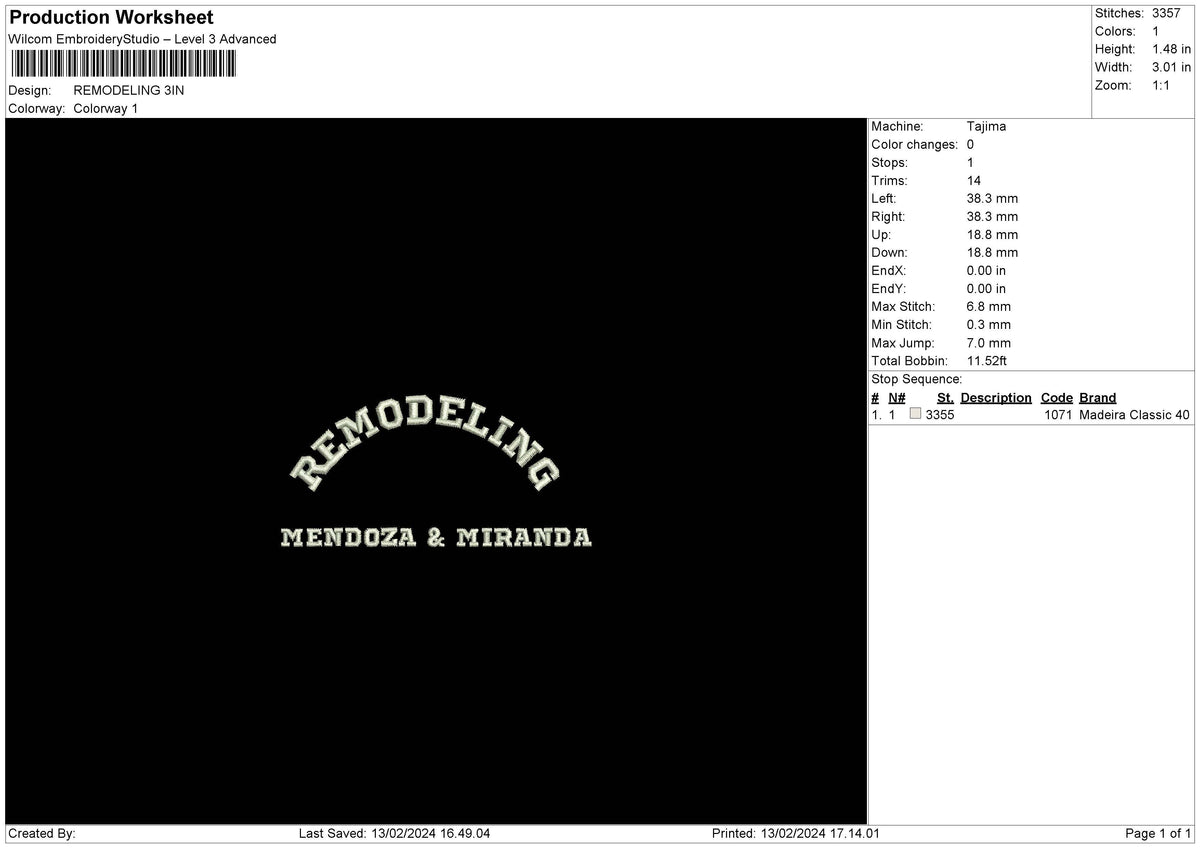 Remodelingtext Embroidery File 6 sizes