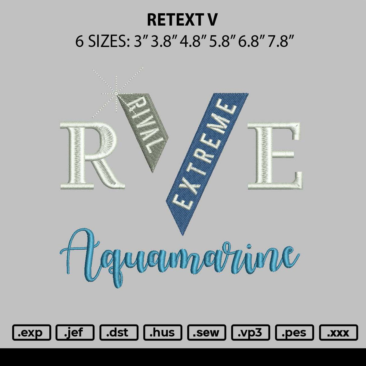 Retext V Embroidery File 6 sizes