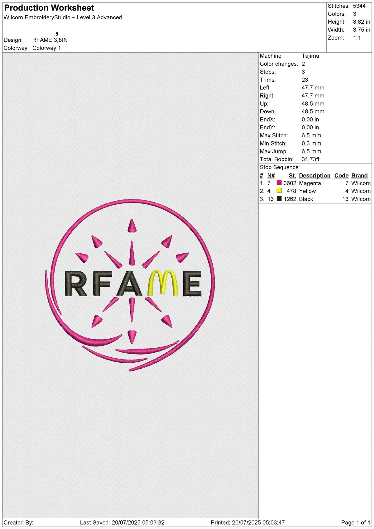 RFAME Embroidery File 6 size