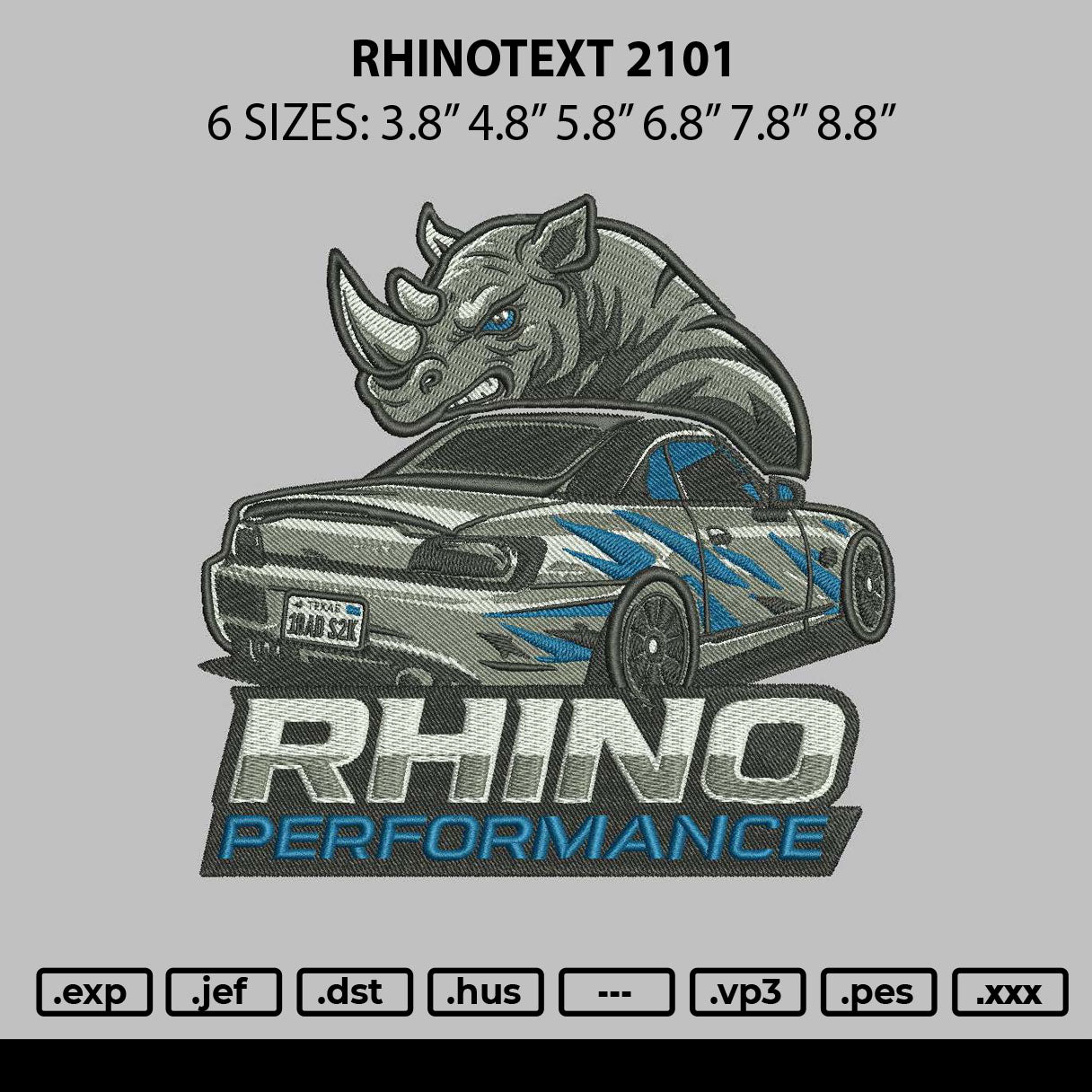Rhinotext Embroidery File 6 sizes