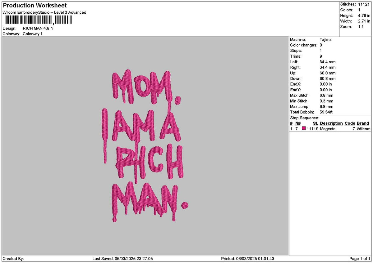 Richtext 0603 Embroidery File 6 sizes