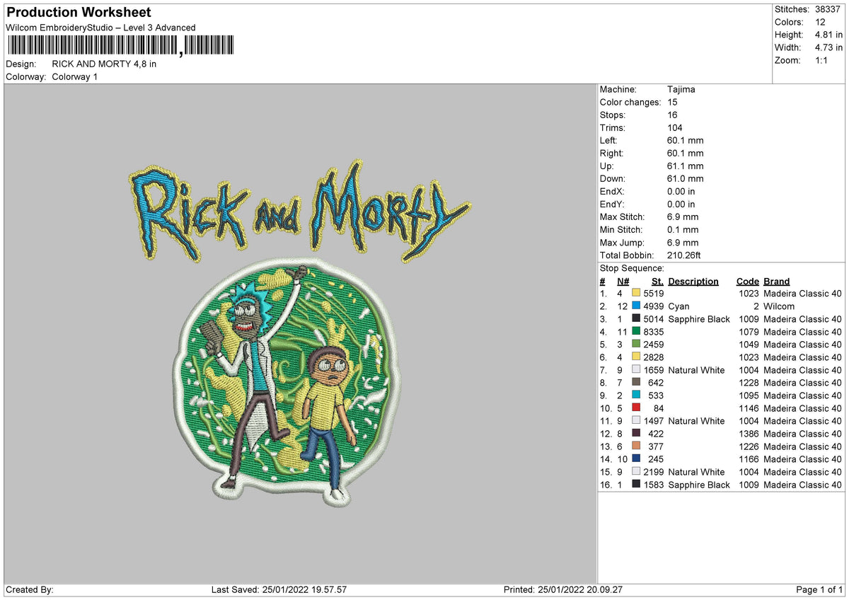 Rick And Morty 02 Embroidery