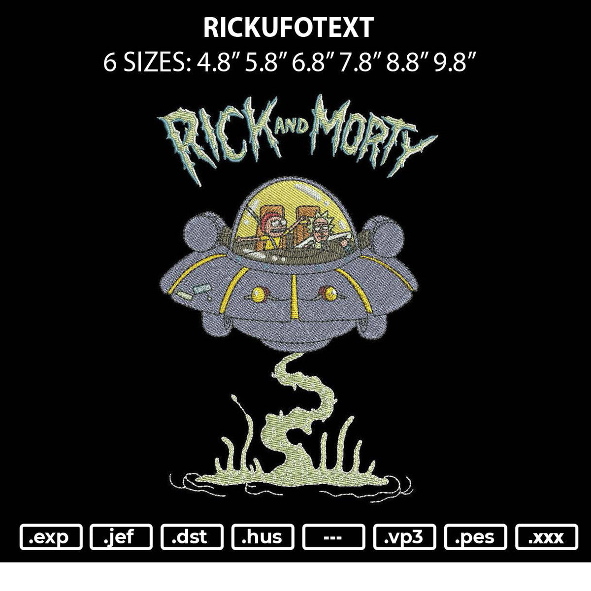 Rickufotext Embroidery File 6 sizes