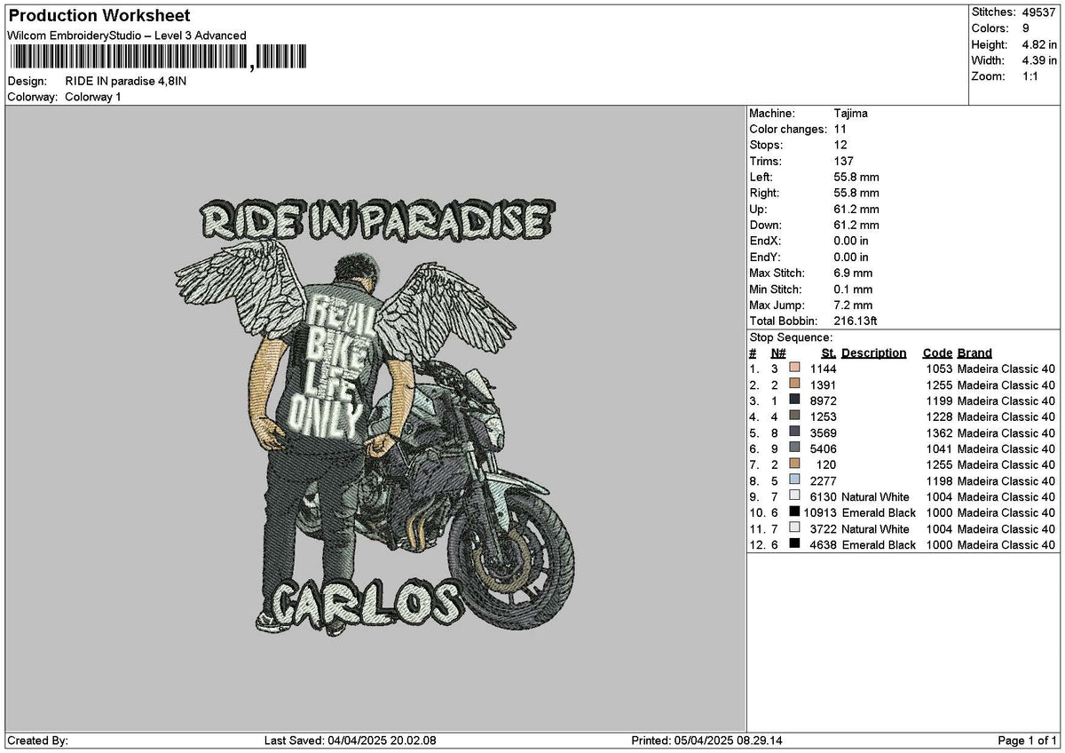 Ride Photoembro Embroidery File 6 sizes