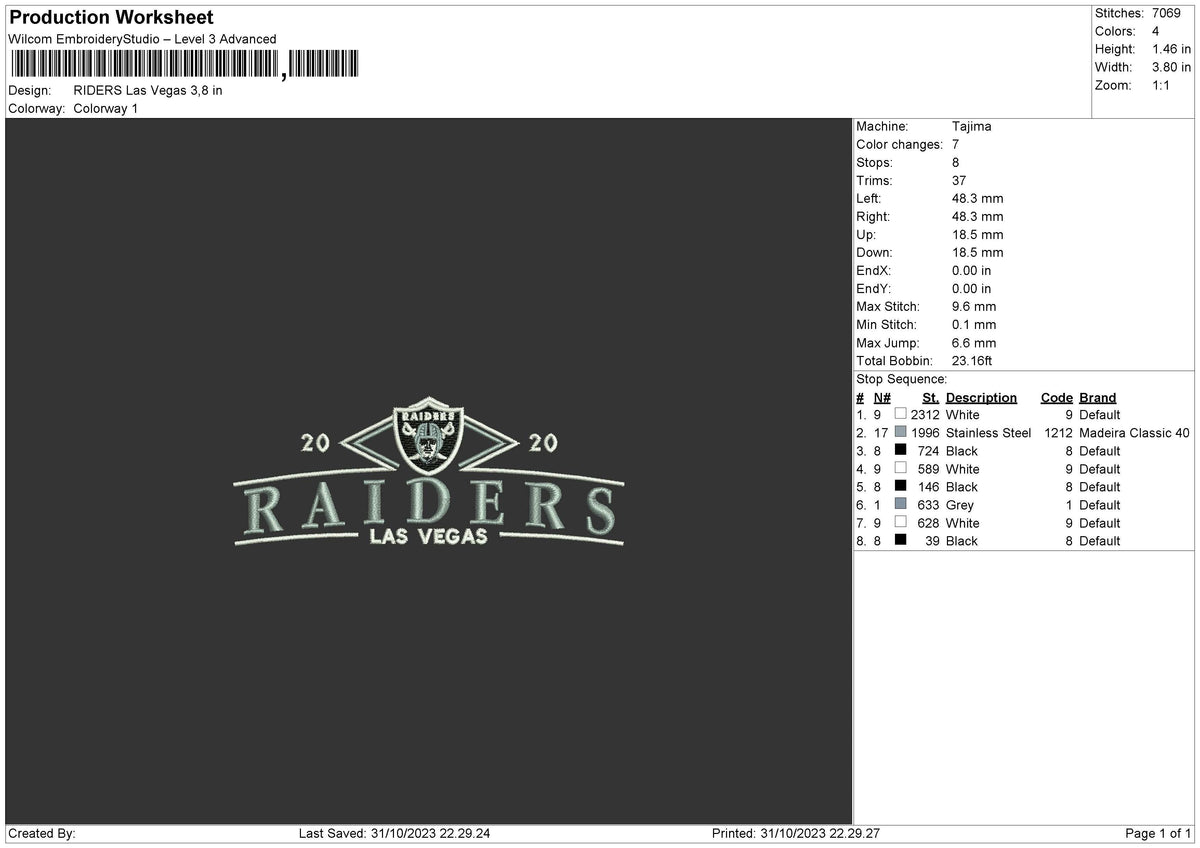 Raiders Ls Embroidery File 6 sizes