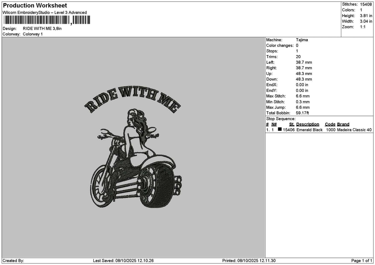 Ridetext 0810 Embroidery File 6 sizes
