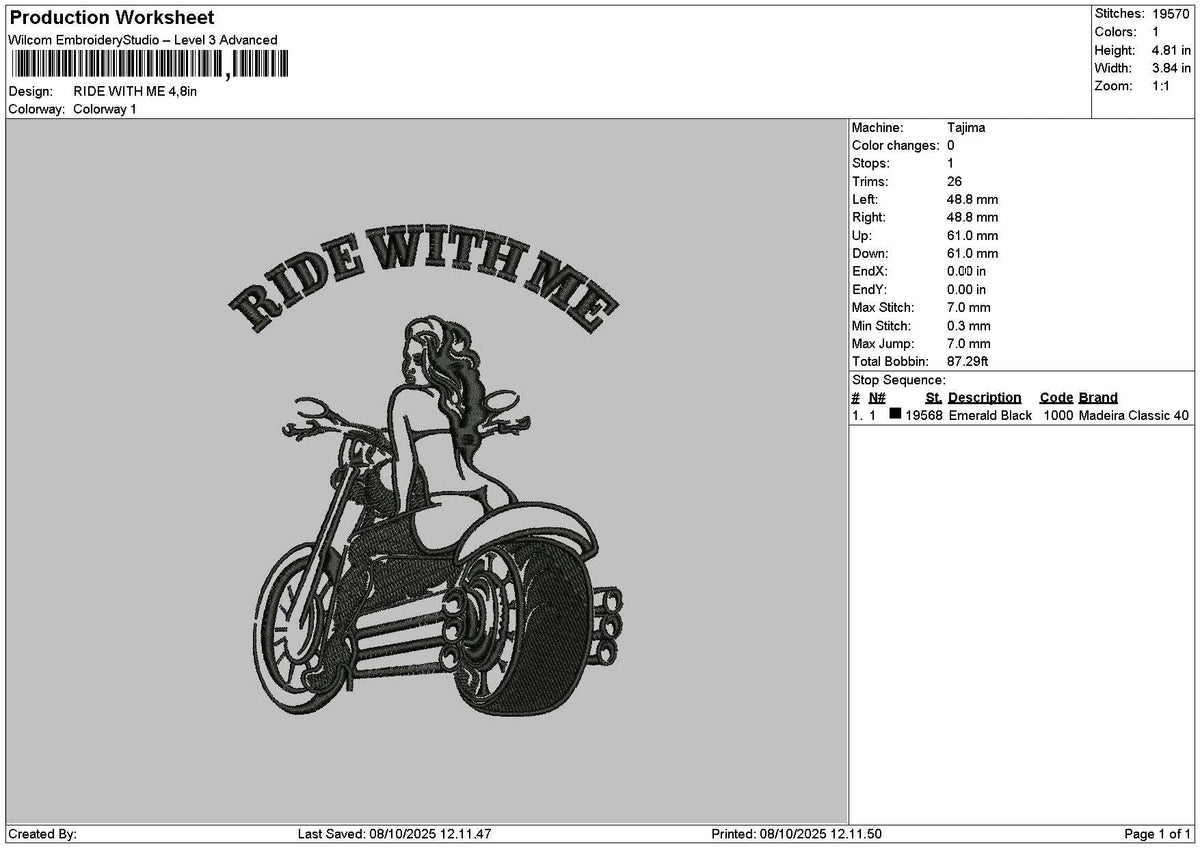 Ridetext 0810 Embroidery File 6 sizes