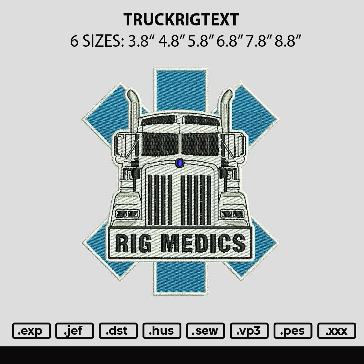 Truckrigtext Embroidery File 6 sizes