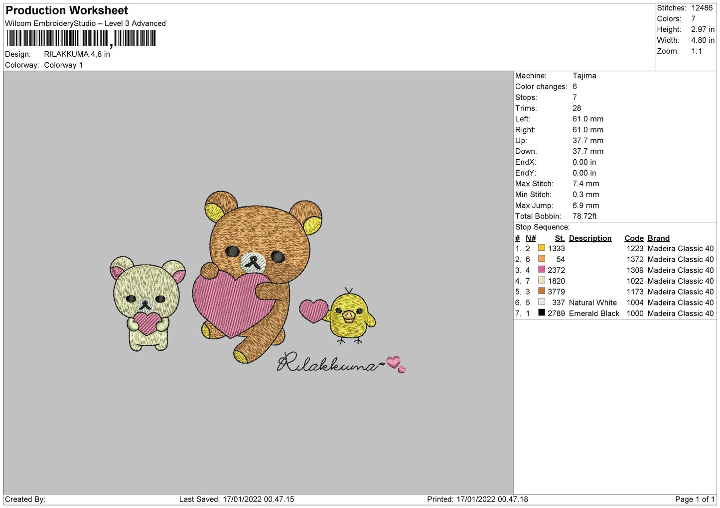 Rilakkuma Embroidery