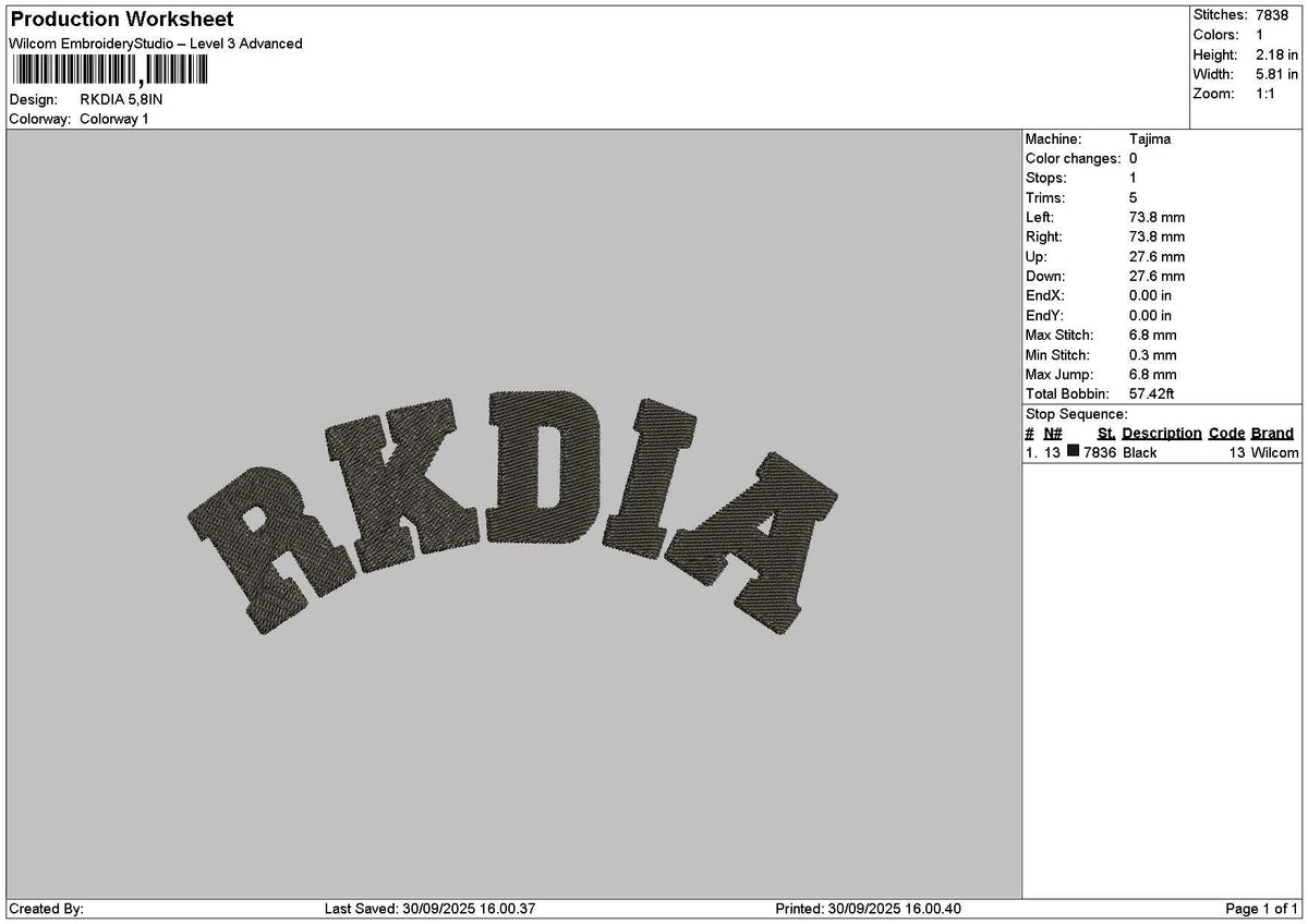 Rkdiatext Embroidery File 6 sizes